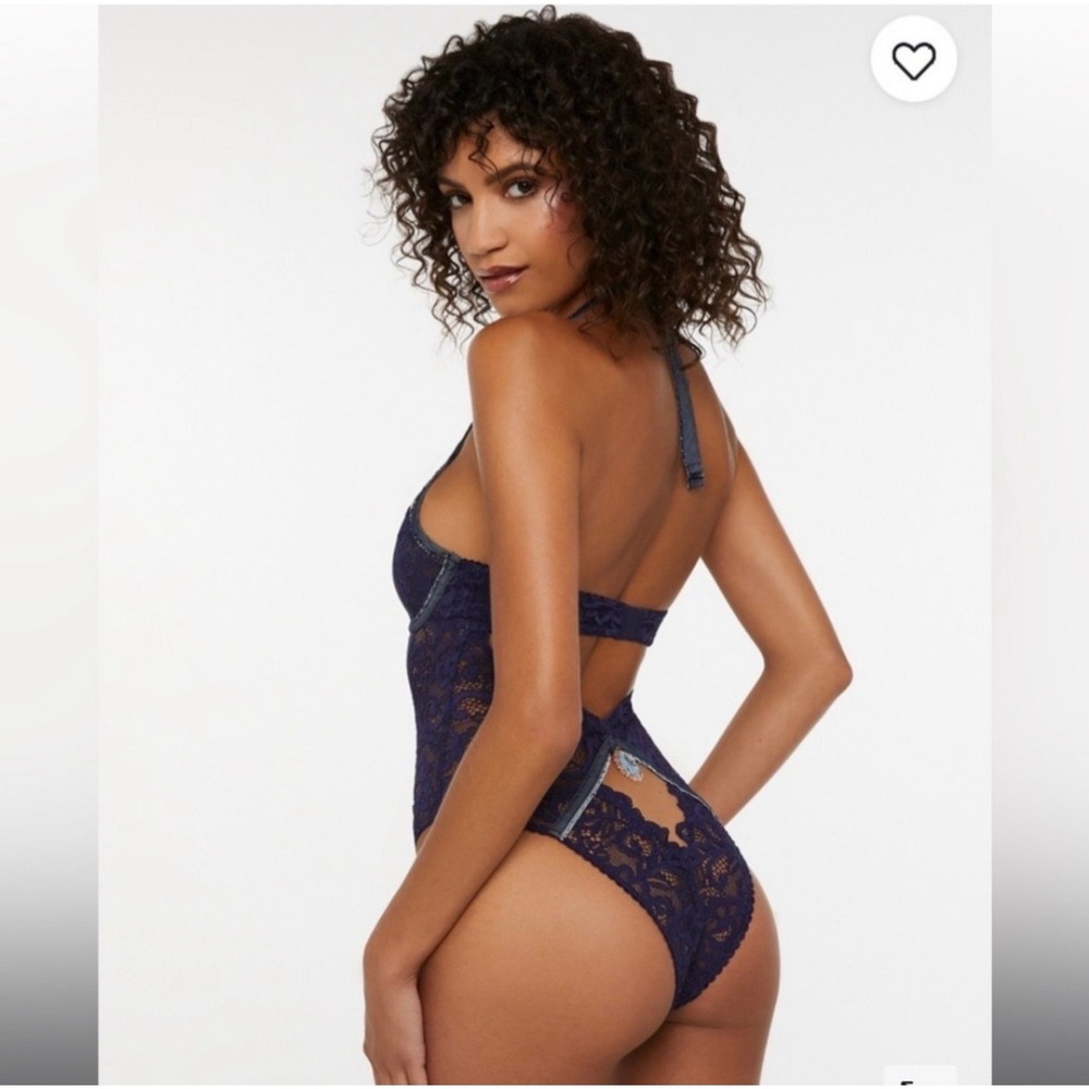 Savage X Fenty Bodysuit Women Plus 3X lingerie Navy Blue Floral Lace Sexy - Picture 7 of 14
